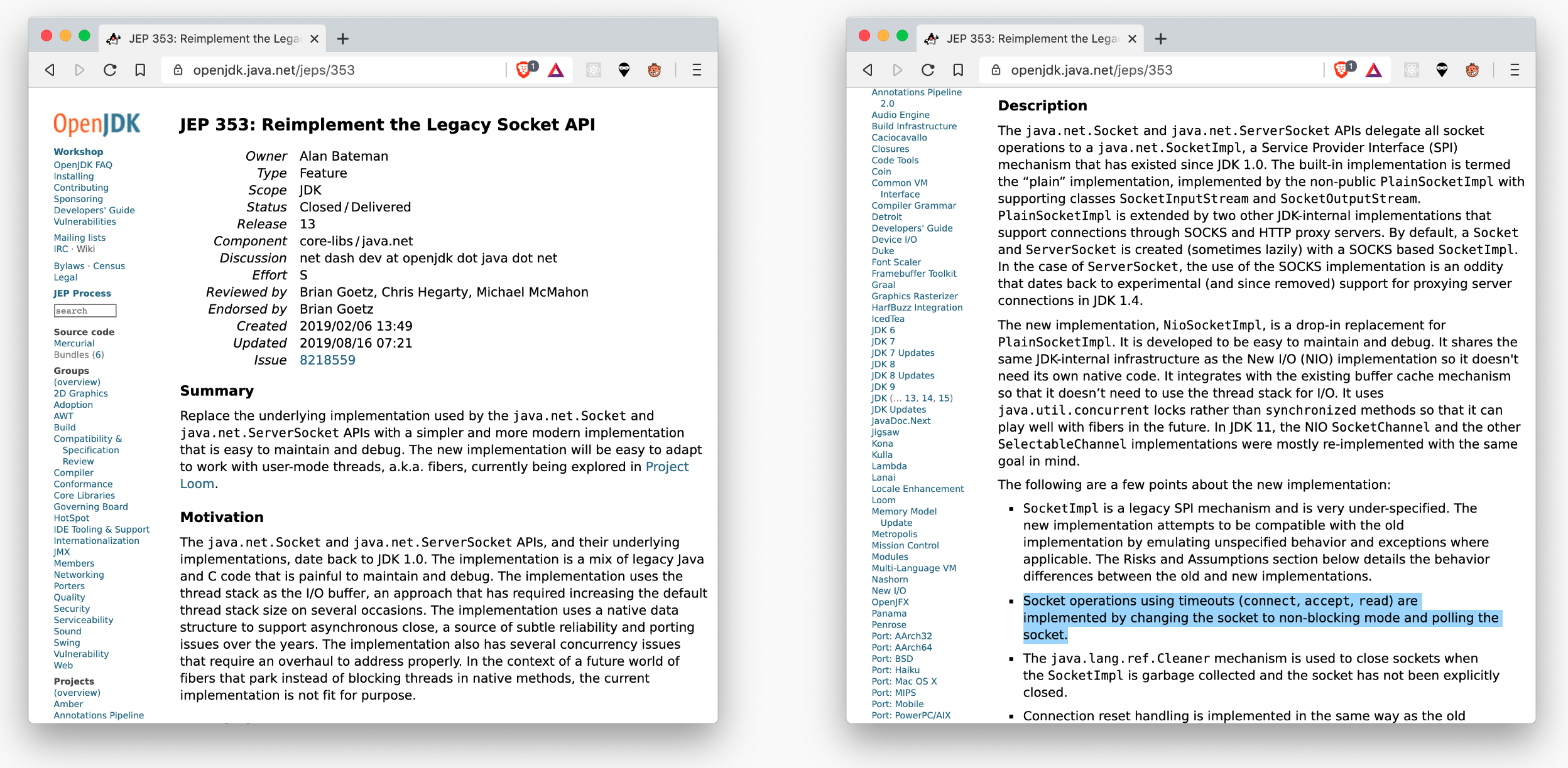 JEP 353: Preparation of the Socket API for virtual thread readiness